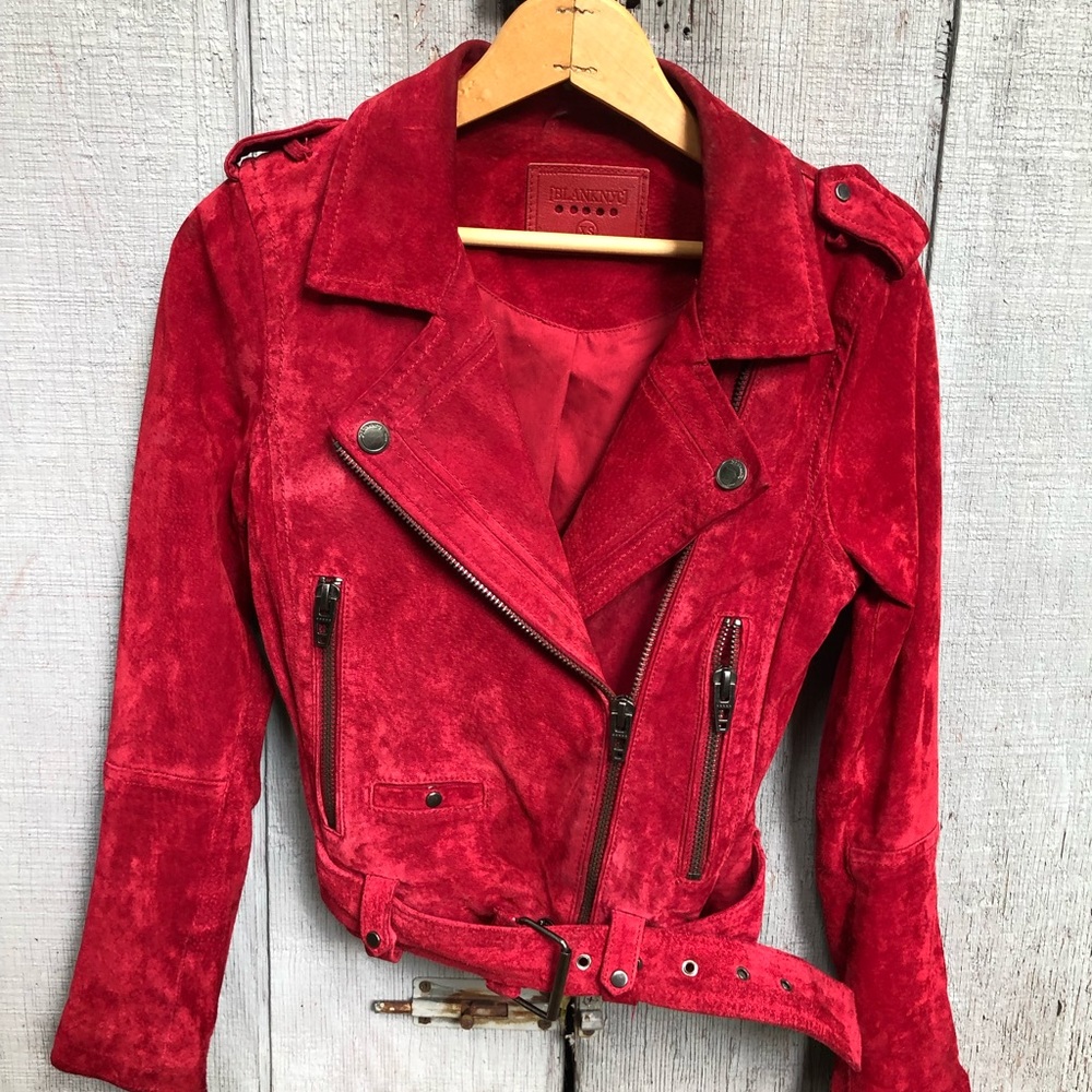 BLANK NYC Red suede leather moto jacket